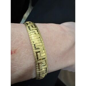 Mia‎ Fiore 18kt Gold Plated Bronze Greek Key Cuff Bracelet Made in Italy